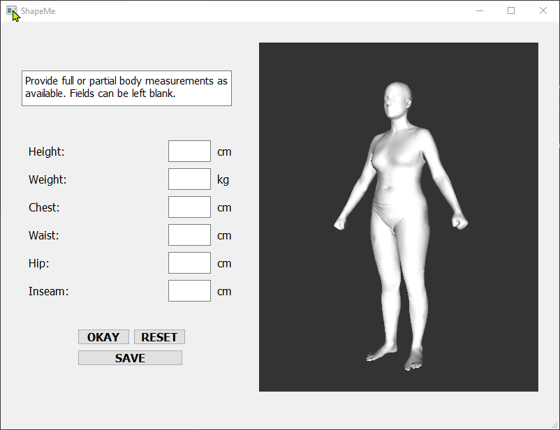 ShapeMe: Custom 3D Avatars from Your Body Measurements, with OBJ Export